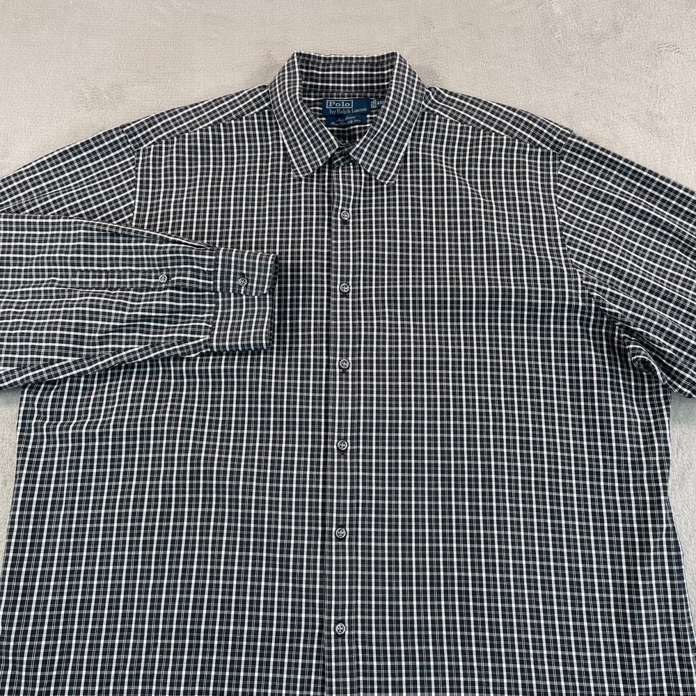 Vintage Polo Ralph Lauren New Lowell Shirt Men 2XL Black Plaid Long Sleeve Prepp